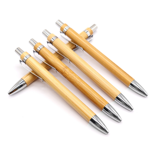 Stylo à bille rétractable en bambou durable et réutilisable - Product Image 1