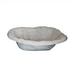 Ornement de jardin moderne en fibre de verre léger et imperméable, fait main, peint à la main, irrégulier, pour bain d'oiseaux, décoration intérieure et extérieure - Product Image 1