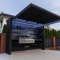 Îlot de barbecue intégré de luxe en acier inoxydable SUS304, résistant aux intempéries et au feu, avec conception 3D gratuite en 48h, garantie de 2 ans, cuisine préfabriquée moderne