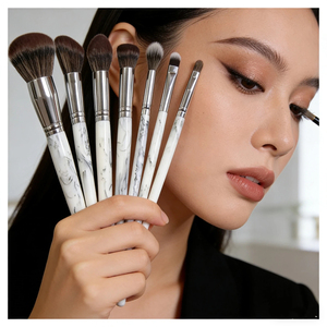 Ensemble de pinceaux de maquillage avec manche en marbre, cadeau de luxe, poils synthétiques, kit de pinceaux cosmétiques professionnels pour le visage et les yeux - Product Image 5