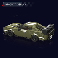 MOULD KING 27150 Voiture de course verte style Hellcat en blocs de construction, mini véhicule de course avec boîte de présentation, briques MOC, jouets pour garçons
