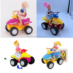 Jouet classique à cordon pour bébé fille, poupée moto, robe de poupée, couleur variable, cordon à tirer, 4 roues, jouet moto à roulettes - Product Image 5