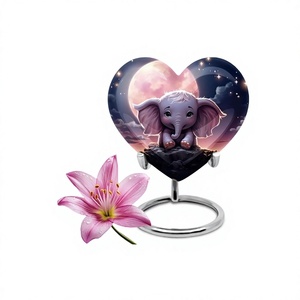 Bby Elephant Starry Night Dreamer Urne funéraire en forme de coeur unique pour cendres adultes Urne funéraire célébrée pour cendres avec sac gratuit pour femmes - Product Image 1
