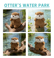 Peluche personnalisée en forme de loutre, jouet doux et moelleux, rembourrage en coton PP, visage brodé, cadeau apaisant pour enfants, polyester