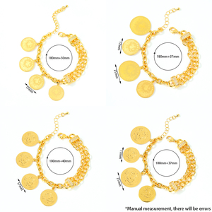 Bracciali con ciondolo a moneta in <span class=keywords><strong>oro</strong></span> 18 carati dal design classico <span class=keywords><strong>turco</strong></span> Ayong, catene regolabili, bracciali da donna con zirconi, gioielli. - Product Image 5