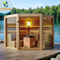 Sauna intérieur professionnel de conception traditionnelle avec poêle à sauna, cabine en bois de pruche pour 4 à 6 personnes, assemblage à domicile