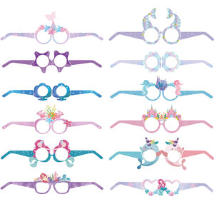 <b>Mermaid</b>-<b>Themed</b> Paper Glasses Party Props For <b>Birthday</b> Photo Booth Decorations Fashion Accessories - Product Image 5