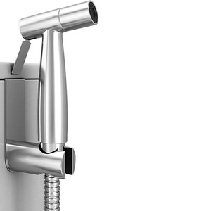 Pulvérisateur de bidet moderne en argent brossé, écologique, kit de jet de toilette portatif pour salle de bain, pulvérisateur Shattaf, tuyau anti-explosion 304 - Product Image 5