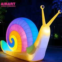 Escargot gonflable géant à LED pour la décoration des parcs, sculpture d'escargot gonflable personnalisée, animaux gonflables pour accessoires de scène