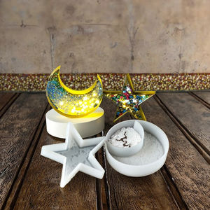 قالب راتنج الإيبوكسي قمر ونجمة، قالب شمع سيليكون على شكل قلعة، ديكور منزلي لعيد مبارك ورمضان، قوالب هلال عربي - Product Image 2