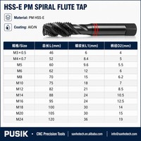 Taraud de machine à cannelure spirale GB DIN371 M2 M12 HSSE-PM en acier inoxydable, revêtement TiCN, cobalt M35, alternative YG-1 OSG, pour trous aveugles profonds