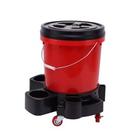 Seau de lavage de voiture roulant JYM-F6 avec base mobile, tabouret multifonctionnel pour le detailing automobile, outil portable de nettoyage et d'entretien de la beauté automobile