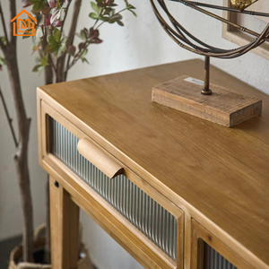 Nhà Máy Tại Chỗ Rắn Gỗ Nhập Giao Diện Điều Khiển Bảng 2 Kính Ngăn Kéo Tủ Lưu Trữ Trang Trí Phòng Khách Bàn Cà Phê - Product Image 6