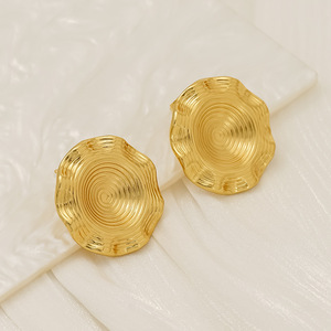 Pendientes Exagerados de Acero Inoxidable con Baño de Oro de 18k para Mujer, Accesorios de <span class=keywords><strong>Moda</strong></span> Únicos para Celebridades en Línea - Product Image 2