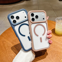 Casing Ponsel Anti Benturan Magnetik Transparan untuk iPhone 17 16 15 14 Pro Max Defender bumper Kuat 2 in 1 Penutup Belakang Tebal