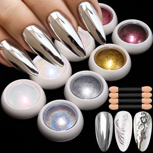 8 pièces de poudre à ongles chromée, <span class=keywords><strong>effet</strong></span> <span class=keywords><strong>miroir</strong></span> métallique, paillettes holographiques, poudre chromée métallique pour ongles, poudre à ongles chromée or <span class=keywords><strong>rose</strong></span> - Product Image 2