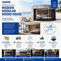 Villa dôme ronde de luxe préfabriquée RH50, maison en rondins de bois personnalisable avec panneaux sandwich pour chambres de villégiature