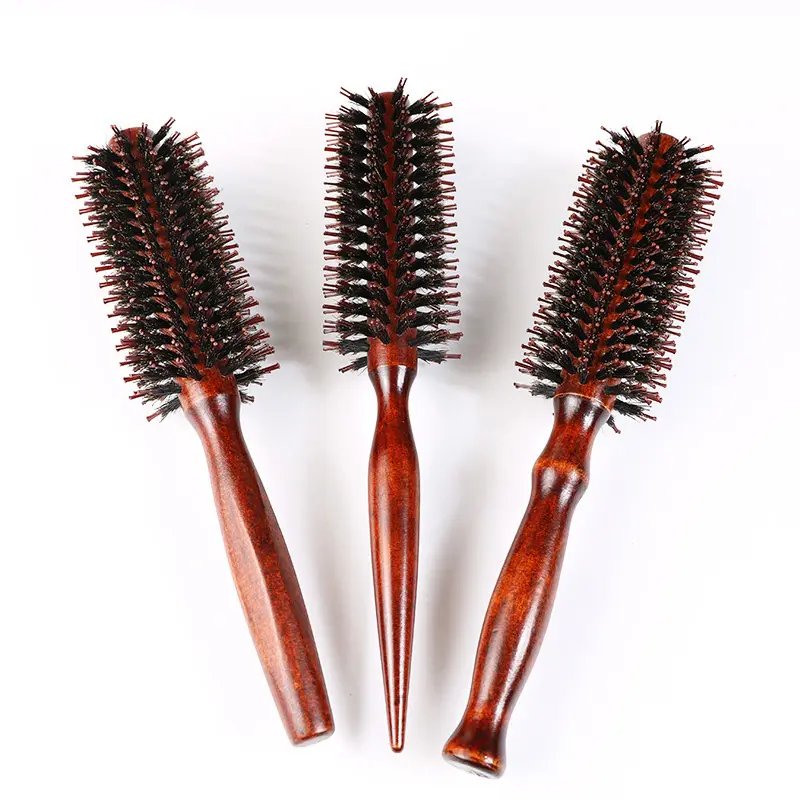 SAIYII उच्च तापमान प्रतिरोध पेशेवर लकड़ी बाल खड़े कर्लिंग स्टाइल बाल ब्रश विरोधी उलझन Detangling हेयर ब्रश