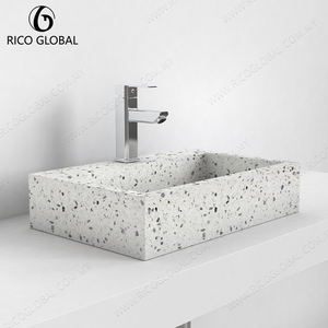 Meuble de salle de bain luxueux et minimaliste avec lavabo en terrazzo, matériau de la structure en PVC imperméable et résistant aux rayures, lavabo en céramique - Product Image 3