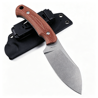 Couteau fixe Full Tang en acier 14C28N, lame Stonewashed, manche en Micarta lin, couteau de survie et de bushcraft pour l'extérieur avec étui Kydex