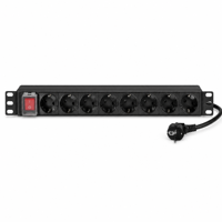 PDU sur rack 19'' 1U personnalisé OEM, 8 prises 16A Schuko Type F, unité de distribution d'alimentation pour armoire de serveur de centre de données