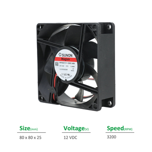 พัดลมระบายความร้อนแบบแกนสำหรับตู้ไฟฟ้า SUNON MF80251V1-1000C-A99 ขนาด 80x80x25 มม. 12VDC 120mA 1.44W 3200RPM 41.0CFM  พร้อมตลับลูกปืน Vapo รับผลิตแบบ OEM ODM - Product Image 2