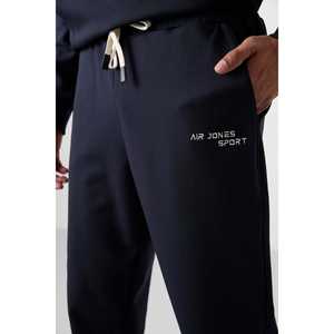 Conjunto deportivo azul marino para hombre, corte cómodo, sudadera con capucha y pantalones de algodón, conjunto completo - Product Image 4