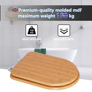 Modern <strong>White</strong> Plastic Round Bathroom <strong>Toilet</strong> <strong>Seats</strong> with Slow-Close Lid and <strong>Wood</strong> Pattern Design - Product Image 5