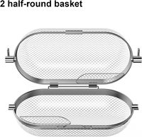 Panier de rôtissage SEB - Grille en acier inoxydable de qualité alimentaire avec boucle de verrouillage, grande capacité, pour barbecue au charbon de bois en extérieur