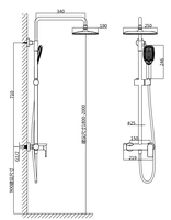 Ensemble de douche monocommande en laiton brossé doré, corps en laiton massif, valve en céramique, économie d'eau, jet doux, fixation murale pour salle de bain et hôtel