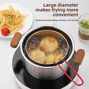 Olla freidora de acero inoxidable con cesta, tapa de <span class=keywords><strong>pequeña</strong></span> capacidad, multiusos para cocinar alitas de pollo, mariscos y verduras - Product Image 4