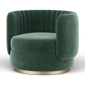 360-degree Rotation Modern Stainless Steel Fabric Upholstered Tufted Leisure Chair for <b>Living</b> <b>Room</b> - Product Image 3