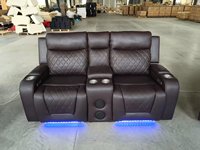 Brown Bluetooth Power Leder Schnitt couch Wohnzimmer möbel Elektrisches Liege sofa mit LED-Leuchten