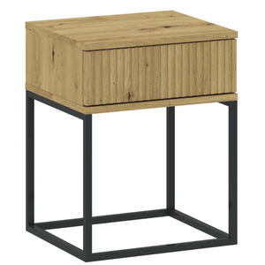 Venta al por mayor Mesita de noche con 1 cajón Altura/anchura/profundidad: 52/40/39 cm Color: Roble <span class=keywords><strong>Votan</strong></span>, Negro - Product Image 5