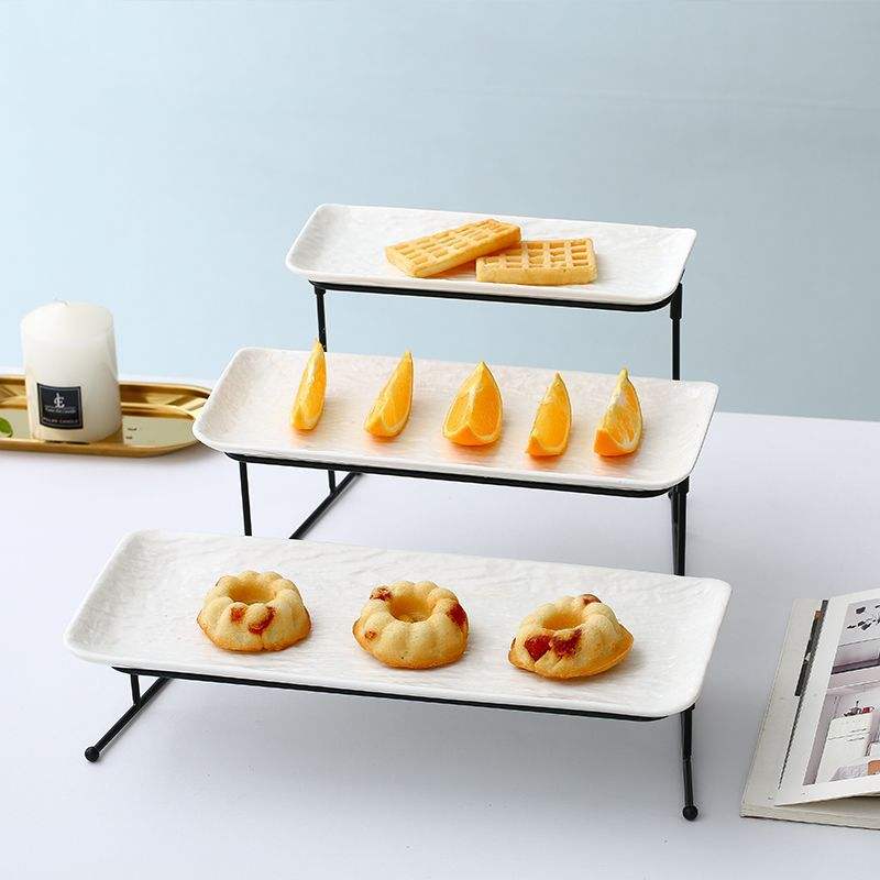 Tier Rectangular Dessert Plate Elegant Ceramic Cake Stands