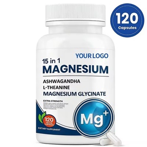 Suplemento de Glicinato de Magnesio 15 en 1, 120 Cápsulas, con L-teanina y Magnesio para un Mejor Sueño y Relajación Muscular - Product Image 1