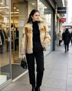 Luxury Real Sun Glo High Street Fox <strong>Fur</strong> Women's Short Thick Windproof Natural Winter Coat &amp; <strong>Jacket</strong> - Product Image 6