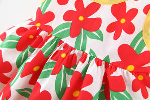 Precio al por mayor Vestido de verano para niñas con lazo, estampado completo, corto por delante y largo por detrás, con volantes, para niñas de las flores y bebés - Product Image 5