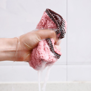 Essuie-tout de cuisine suspendable, couleur unie, rectangulaire, en microfibre corail, absorbant, pour le nettoyage - Product Image 3