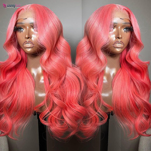 13x6 HD trong suốt màu hồng ren phía trước tóc giả tóc con người preplucked Brazil 13x4 cơ thể sóng phía trước 613 màu tóc giả cho phụ nữ - Product Image 1