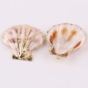 Diy Fashion Jewelry Making Wholesale Enamel Gold Plated Natural Pendants Seashell Bracelets Shell Charms
