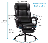 Chaise de bureau exécutive ergonomique extra-large moderne, dossier haut, chaise de bureau pour ordinateur, repose-pieds, soutien lombaire, cuir synthétique