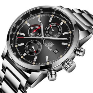 BEBYAR 5102 Montre-bracelet sport en acier quartz de luxe pour homme, montre de mode haut de gamme avec affichage du cadran à aiguilles, montre d'affaires pour homme - Product Image 1
