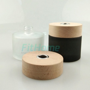 Luxury Home Round square Glass Bottle Aromatherapy Aroma Reed <strong>Diffuser</strong> Bottle Fragrance <strong>Diffuser</strong> Aroma Bottle with <strong>Wooden</strong> Cap - Product Image 5