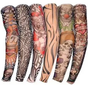 Nouveaux manchons de bras manchons de protection solaire pour les motocyclistes Body Tattoo Cooling Sport Cycling sleeve