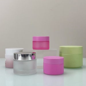 Customized logo 5g 10g 15g 20g 30g 50g 60g 80g 100g 120g 150g 200g Green Glass Cream Jar Wirh Plastic Lids - Product Image 3
