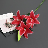 Mini-lys artificiel haut de gamme à 3 fleurs et 1 bourgeon, toucher réel, revêtement filmé, multicolore, pour décoration intérieure et présentation hôtelière