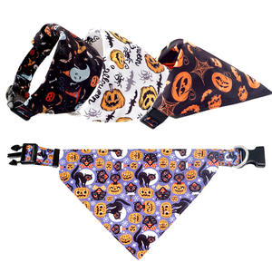 Usine En Gros Pet Umpkin Fantôme Imprimer Collier Avec Alliage D-ring Boucle Réglable Halloween Chien Collier Bandana - Product Image 5