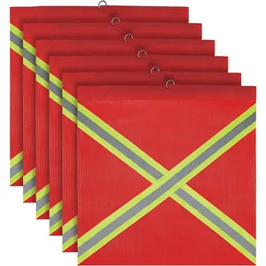 Safety Flags for Truck with Wire Loop 18x18 Inch Mesh Warning Flags for Trailer Hauling Single Sided Cross-Reflective Strip Flag