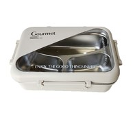 Boîte à lunch isotherme en acier inoxydable de style nordique, grande capacité, avec compartiments et bol à soupe, pour étudiants, type bento